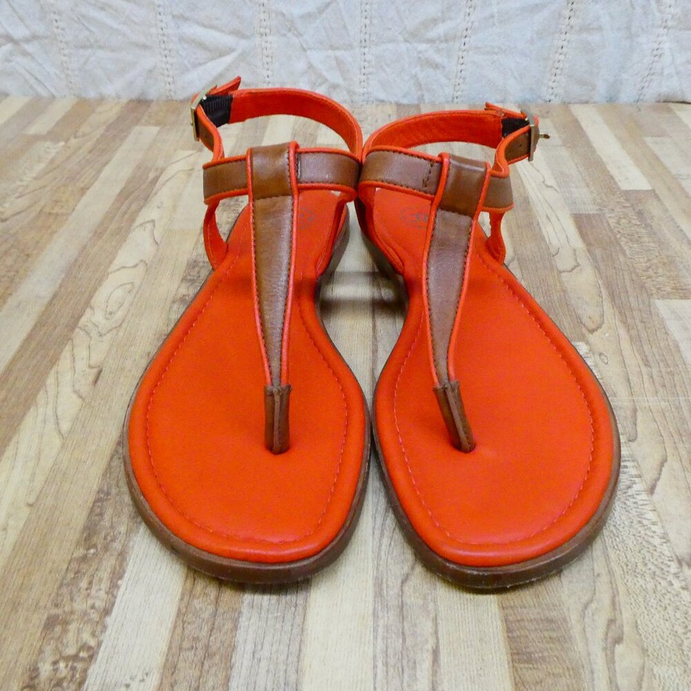 Johnston & Murphy orange flat ankle buckle closure thong sandals sz 9M